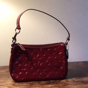 Coach red patent leather shoulder bag